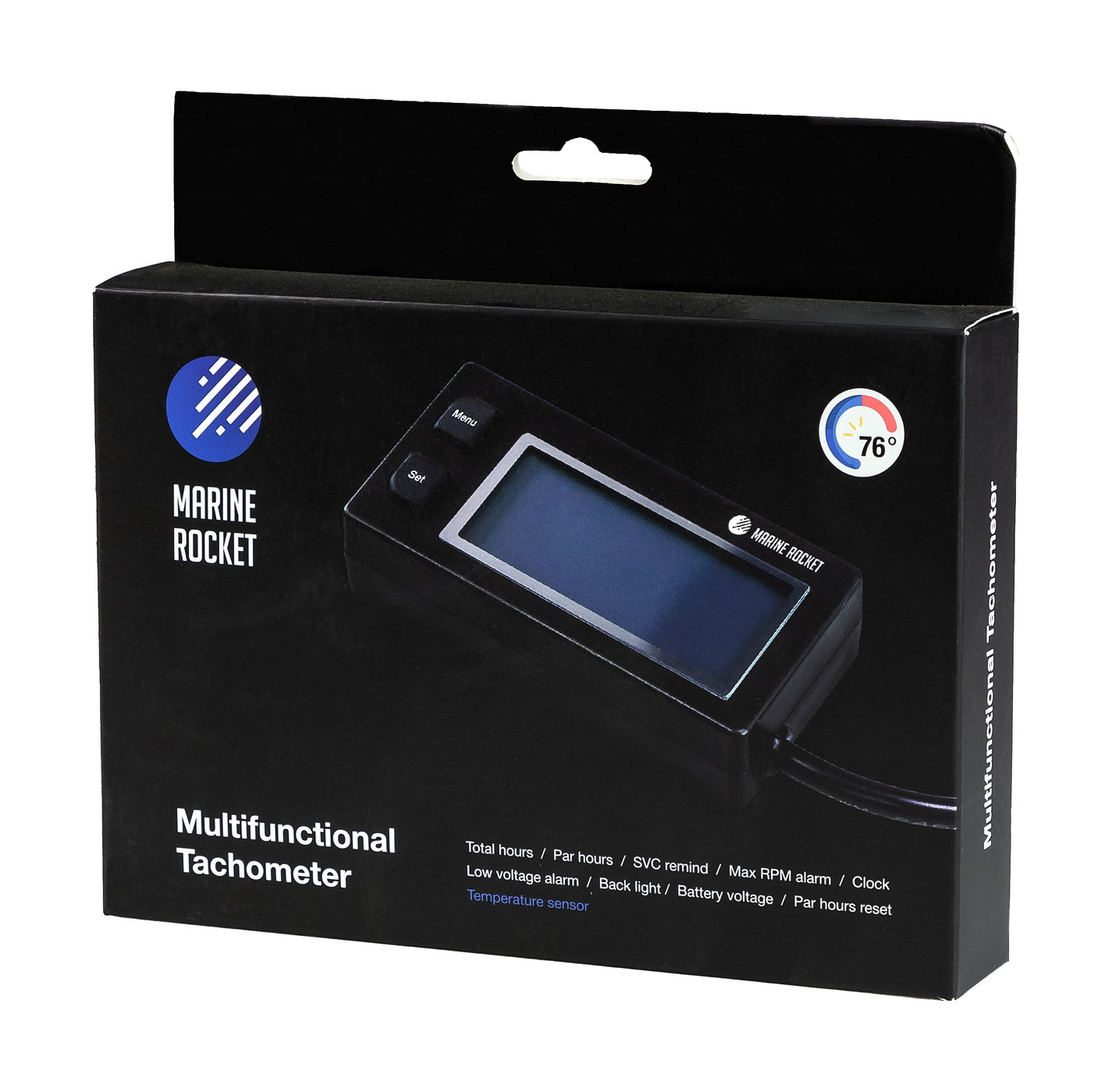Тахометр универсальный Marine Rocket со счетчиком моточасов, датчиком температуры, вольтметром 2