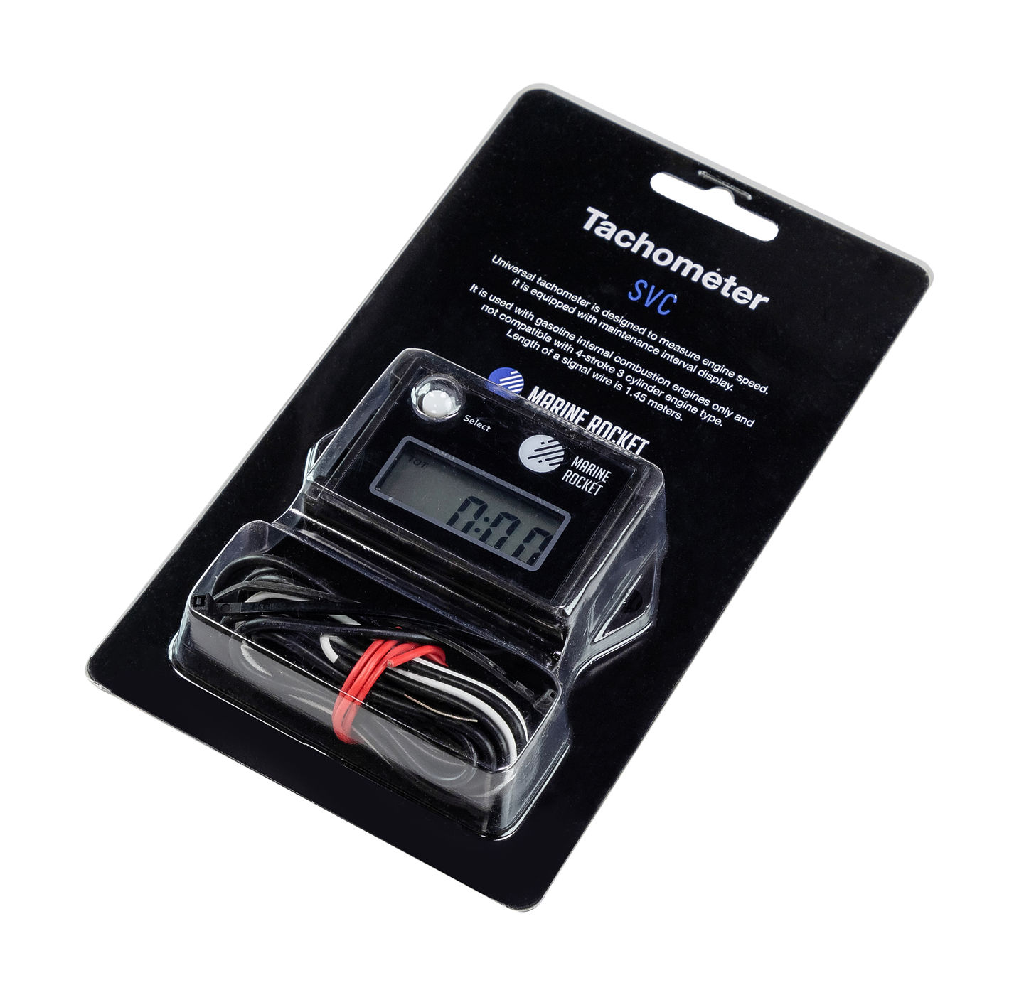 Тахометр универсальный Marine Rocket со счетчиком моточасов и индикацией межсервисного интервала