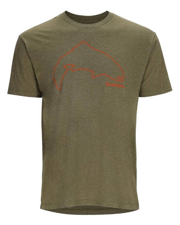 Футболка Simms Trout Outline T-Shirt Military Heather