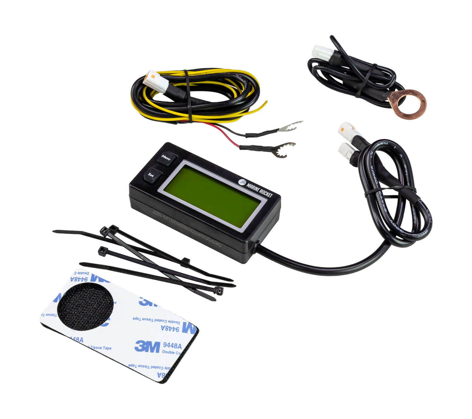 Тахометр универсальный Marine Rocket со счетчиком моточасов, датчиком температуры, вольтметром