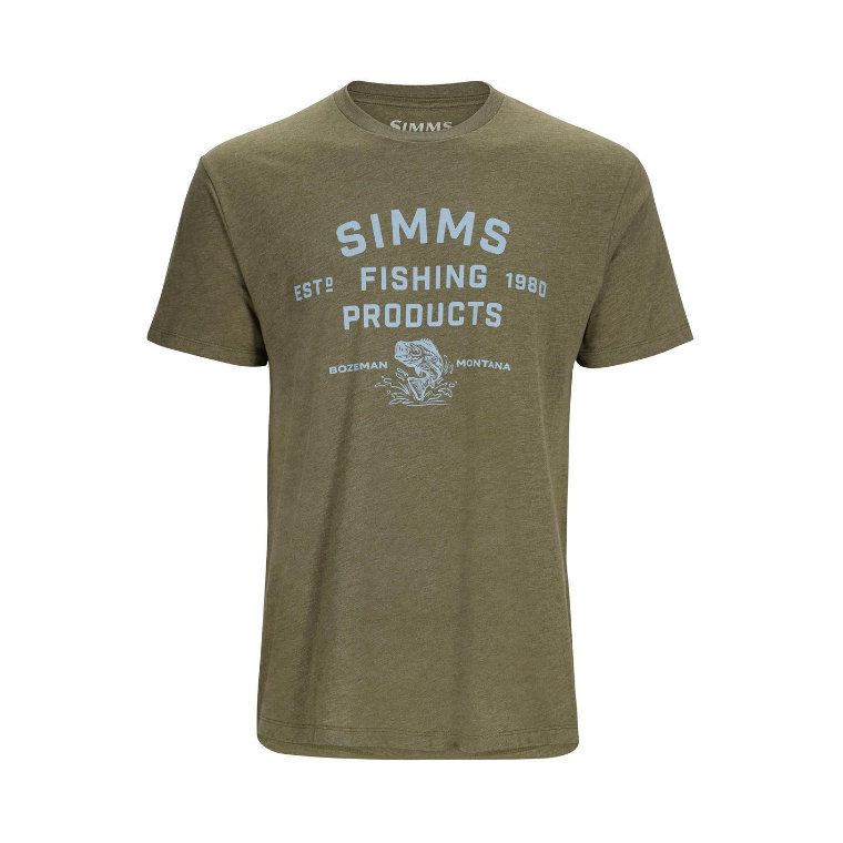 Футболка Simms Stacked Logo Bass T-Shirt Military Heather