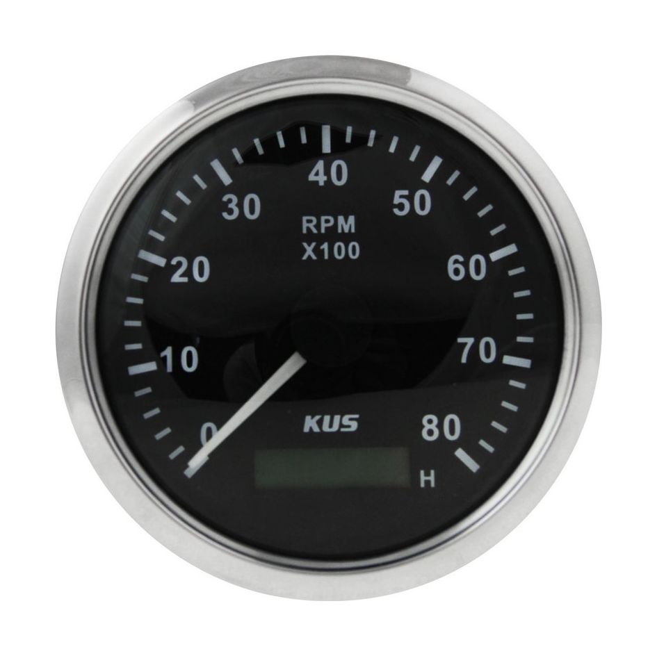Тахометр 0-8000 обмин со счетчиком моточасов черный циферблат Tainor