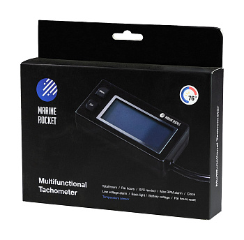 Картинка: тахометр универсальный marine rocket со счетчиком моточасов, вольтметром и сменной батарейкой