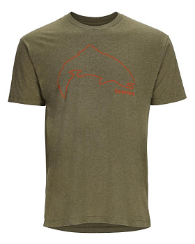 Картинка: футболка simms trout outline t-shirt military heather