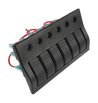 Картинка: панель бортового питания 6 переключателей, автоматы aes