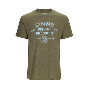 Картинка: футболка simms stacked logo bass t-shirt military heather