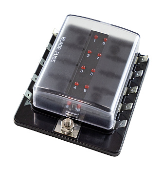 Картинка: блок на 10 предохранителей atp/atc/ato с крышкой и индикацией исправности предохранителя