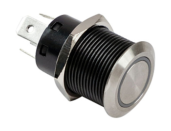 Картинка: кнопка с фиксацией, подсветка белая, 12 в, 20 а, 22мм