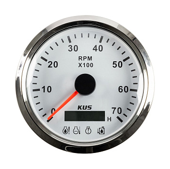 Картинка: тахометр универсальный marine rocket с аварийной сигнализацией делитель 1-10, белый циферблат