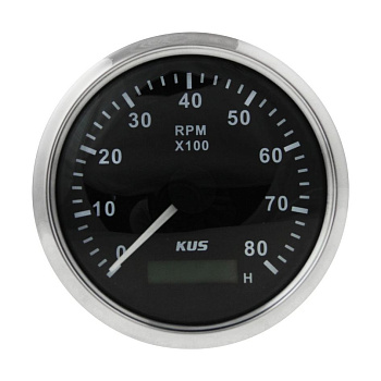 Картинка: тахометр 0-8000 об/мин со счетчиком моточасов черный циферблат tainor